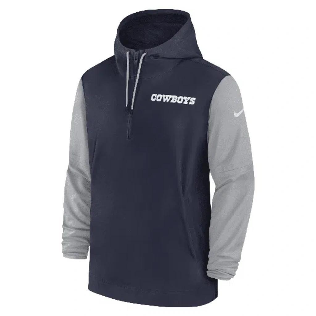 NIKE Dallas Cowboys Sideline Pre-game Player  Men's Nfl 1/2-zip Hooded Jacket In Blue Product Image