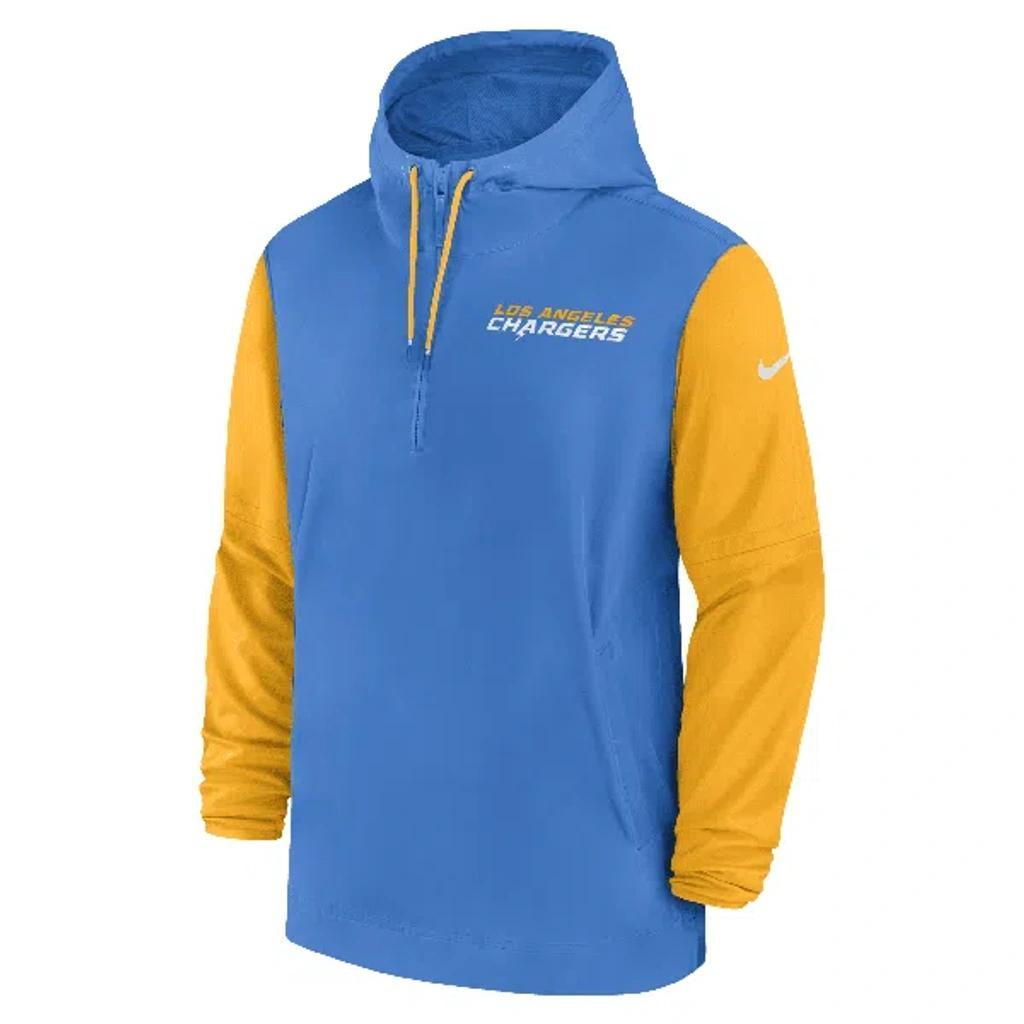 NIKE Men's Powder Blue/gold Los Angeles Chargers 2024/25 Sideline Pre-game Player 1/2-zip Hoodie Jacket Product Image