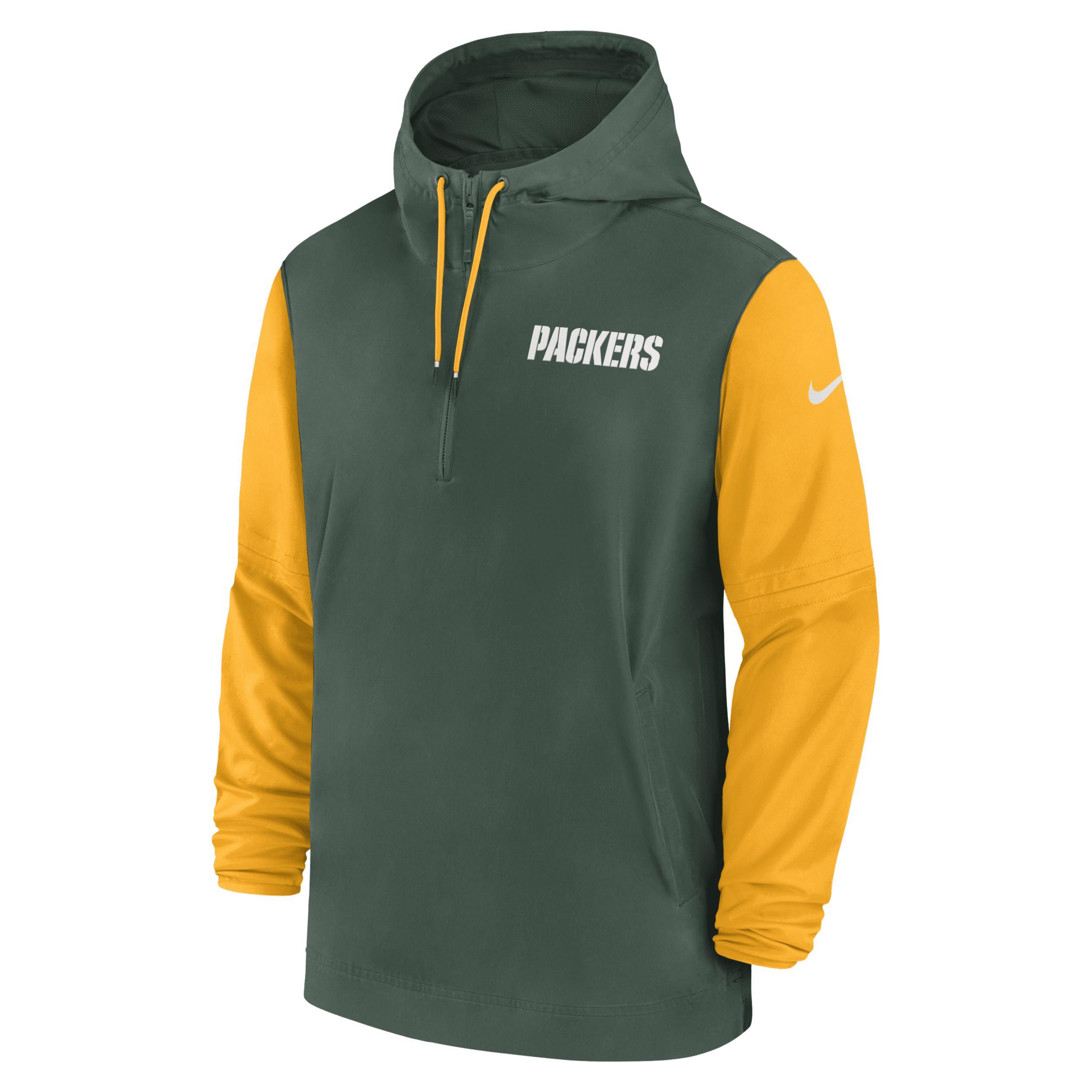 Green Bay Packers Sideline Pre-Game Player Nike Men's NFL 1/2-Zip Hooded Jacket Product Image