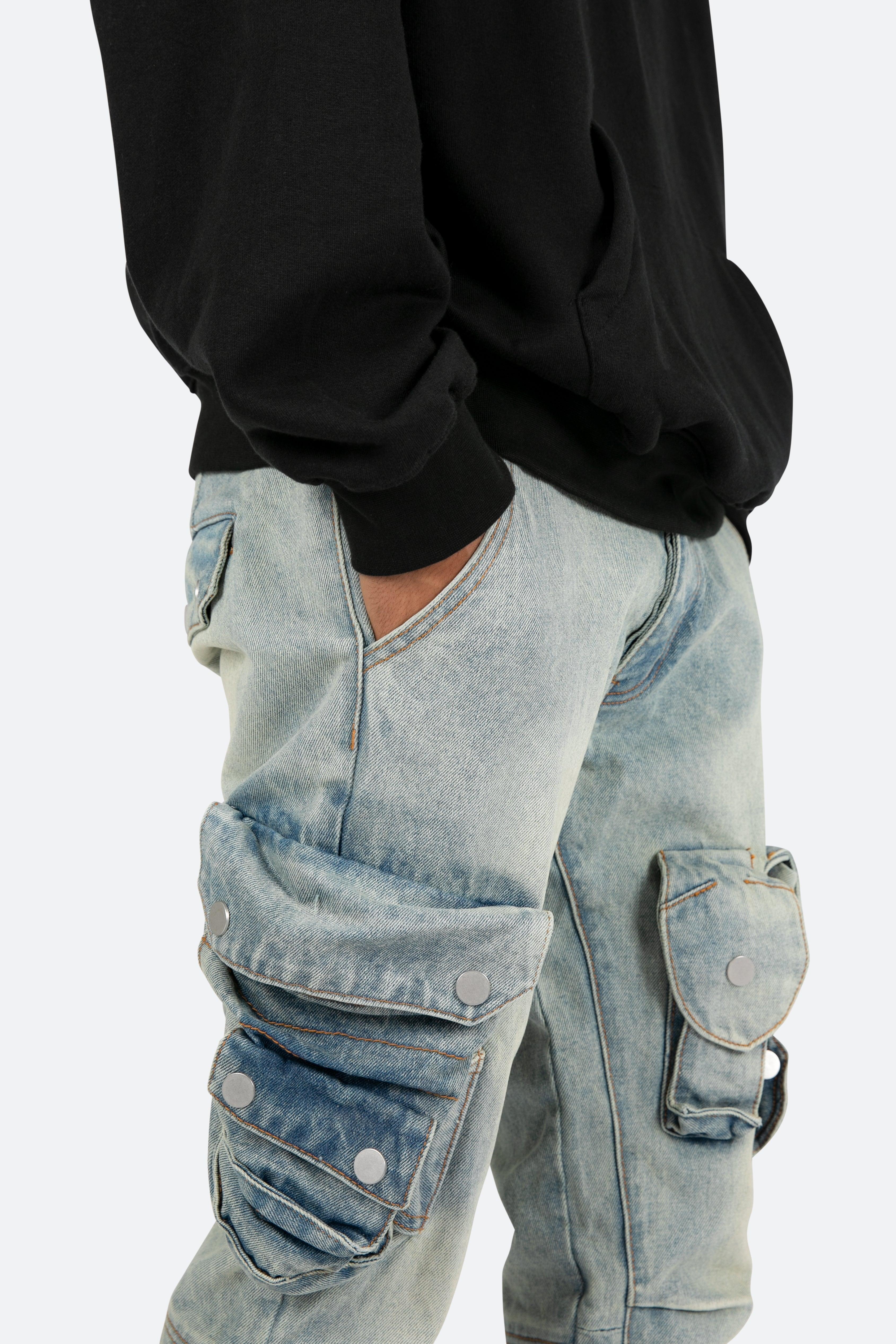 B480 Cargo Flare Denim - Vintage Blue Product Image