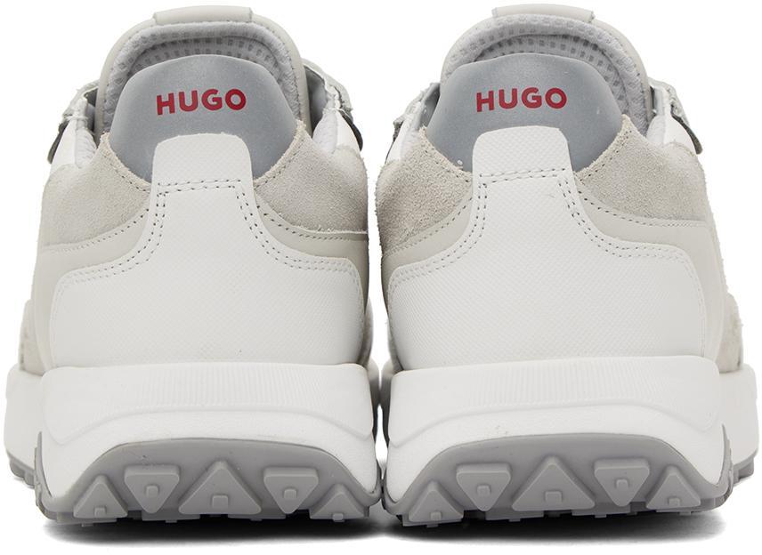 HUGO BOSS White & Gray Mixed Material Sneakers Product Image