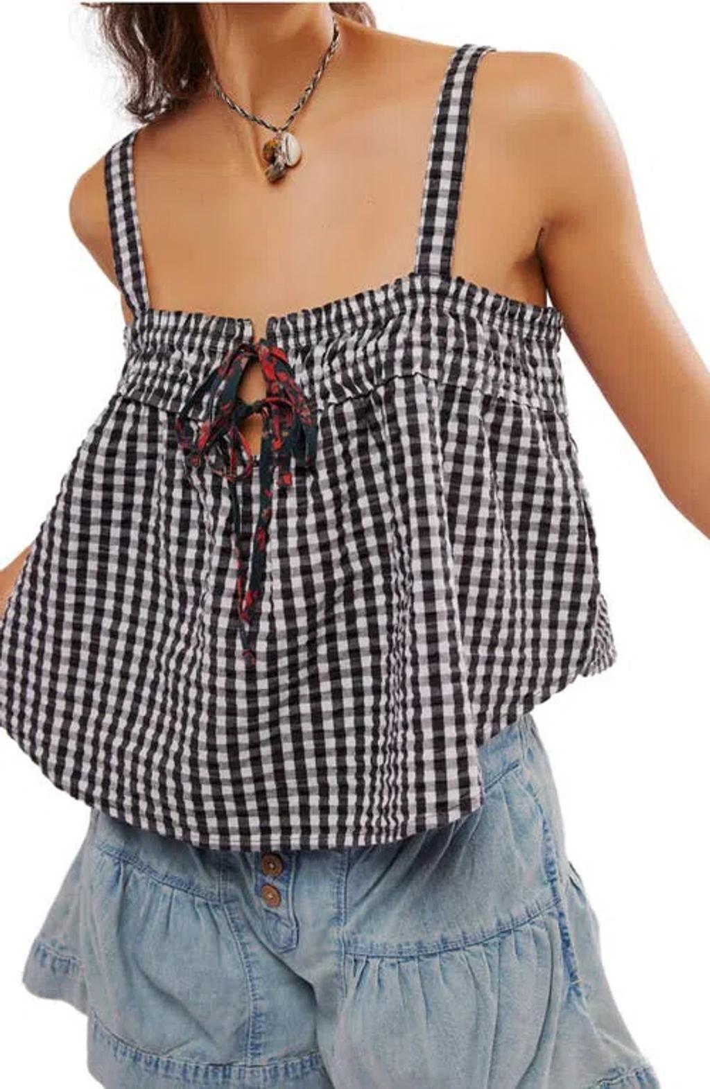 Picnic Party Cotton Gingham Camisole In Black Combo product image