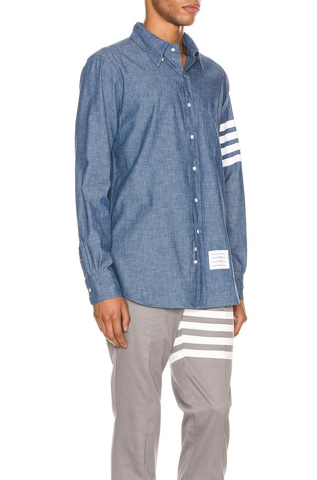 Thom Browne 4 Bar Chambray Shirt in Grey Product Image