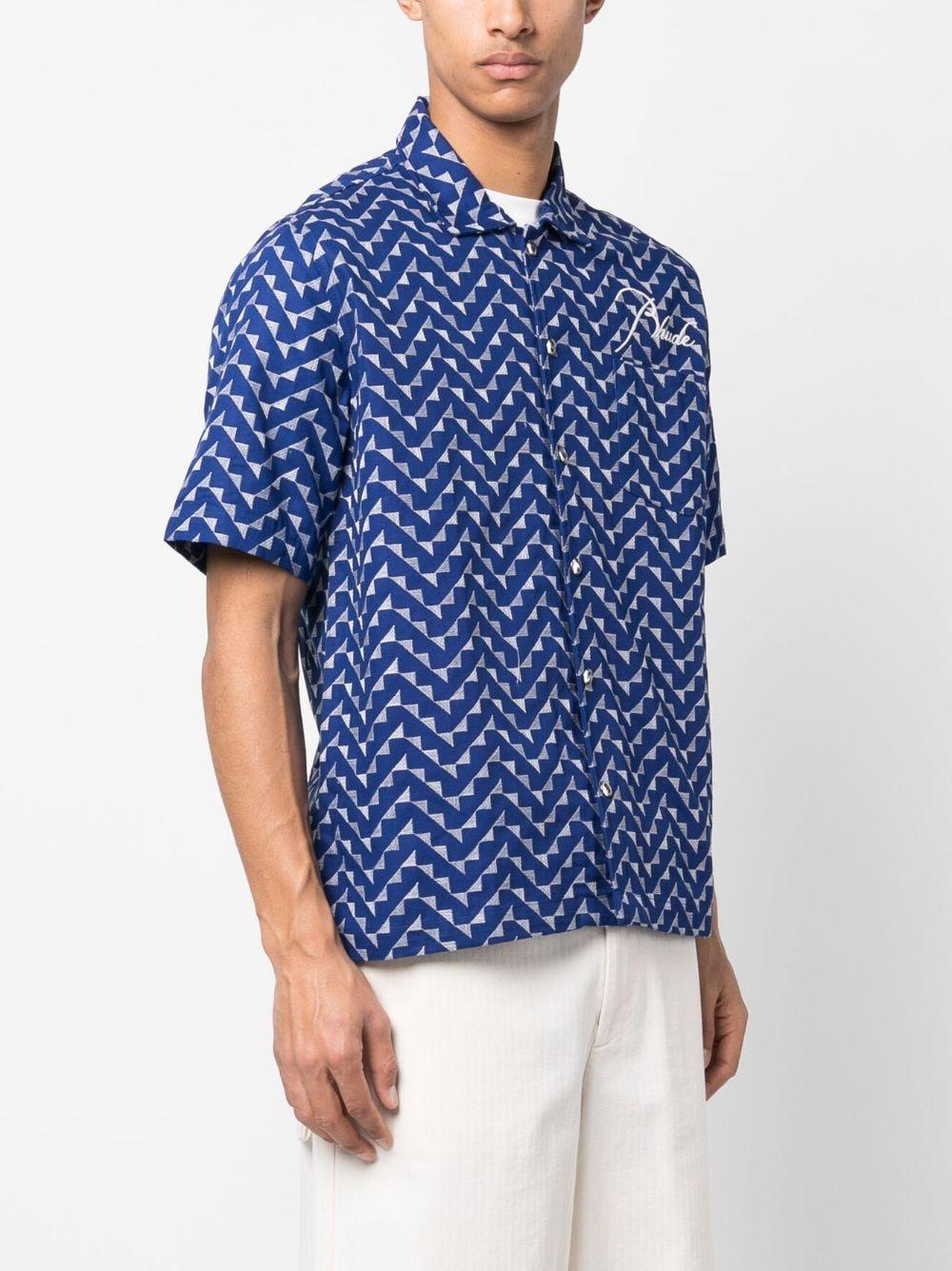 RHUDE Logo-embroidered Cotton Shirt In Navy Product Image