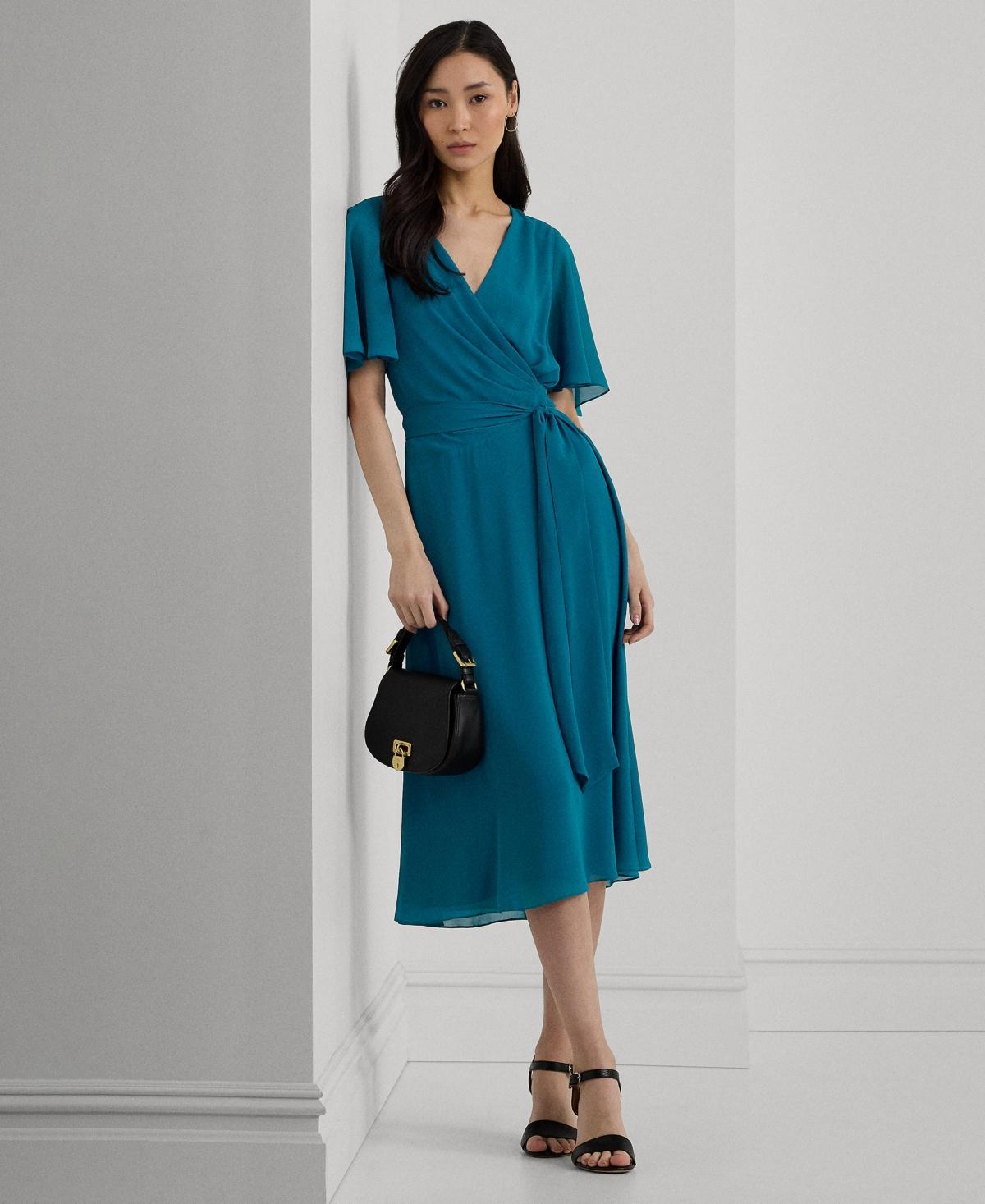 Lauren Ralph Lauren Womens Belted Georgette Dress Product Image