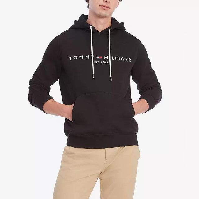 Mens Tommy Hilfiger Embroidered Logo Hoodie Cloud Grey Product Image