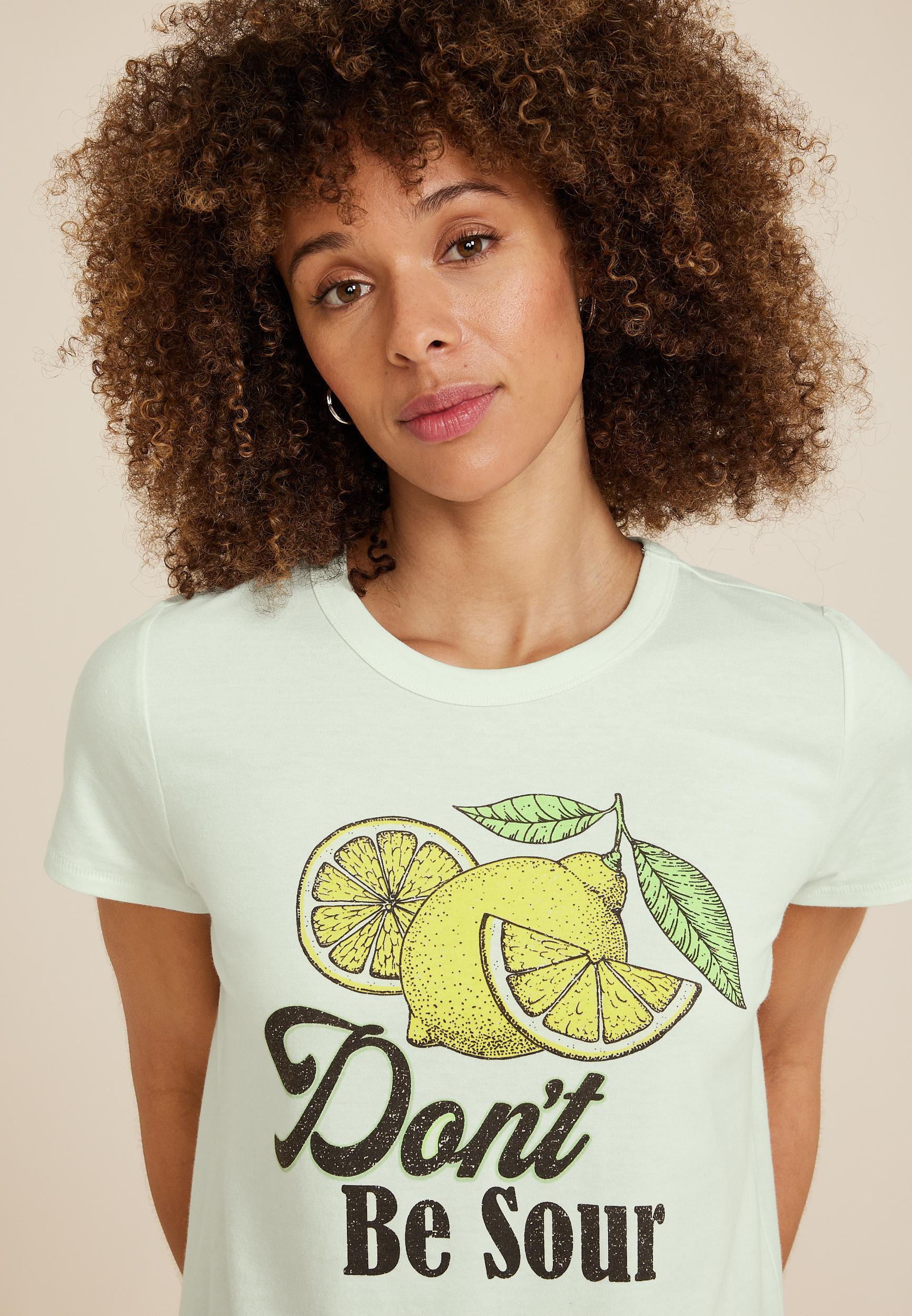 Maurices Womens X Large Size Dont Be Sour Lemon Classic Fit Graphic Tee Green Product Image