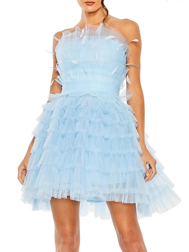 Mac Duggal Feather Tulle Strapless Minidress Product Image