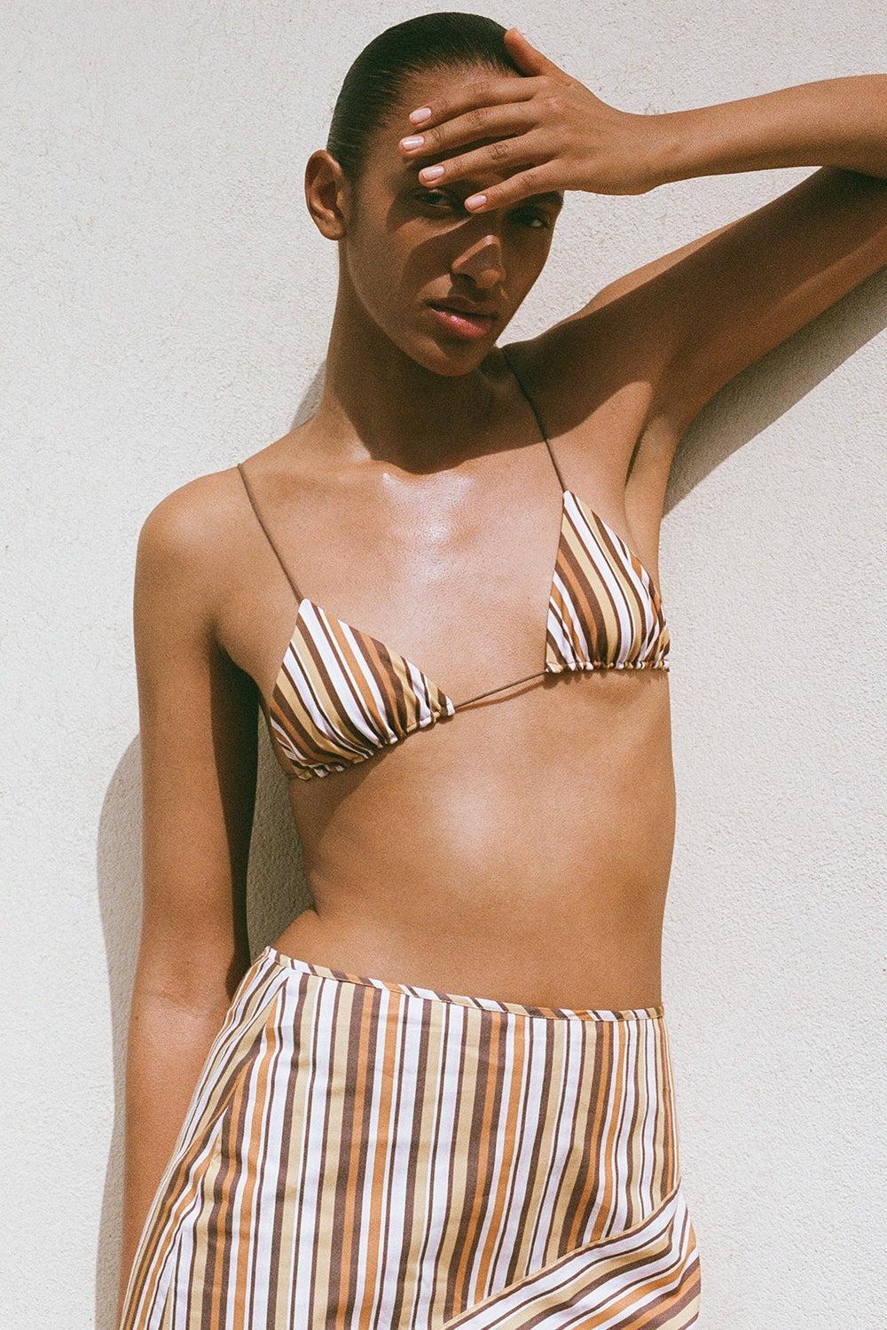 Elea Bikini Bottom Terracotta Stripe - Final Sale Product Image