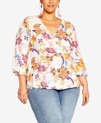 Plus Size Island Print Wrap Top Product Image