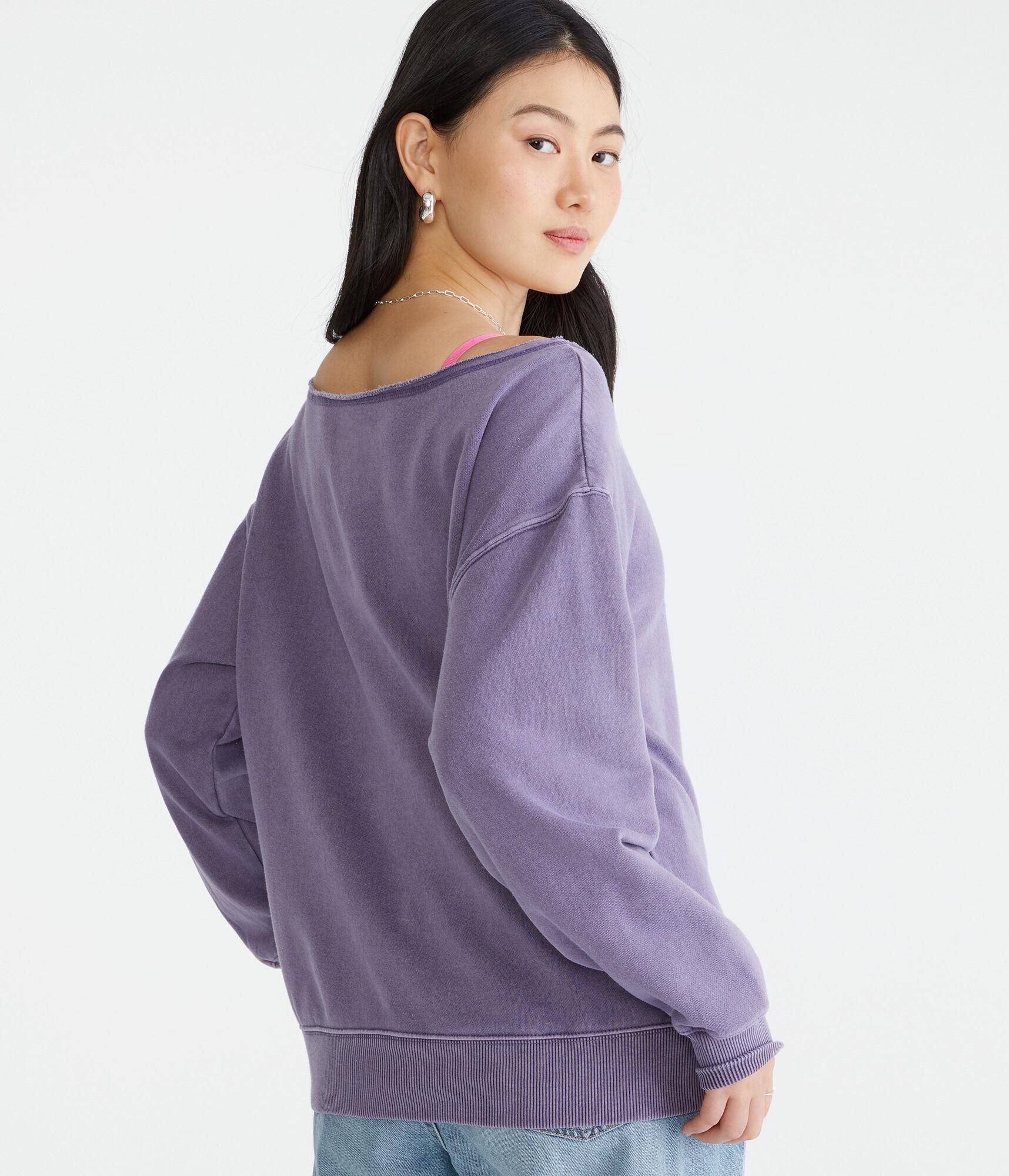 Washed Off-The-Shoulder Sweatshirt Product Image