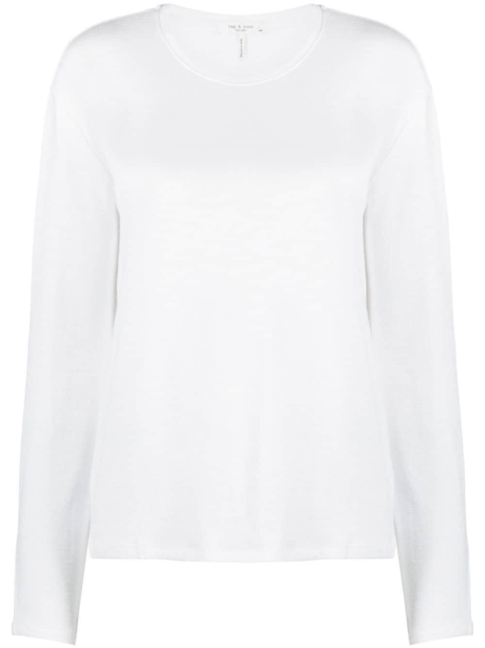 Crew-neck Ribbed-knit Jumper In White Product Image