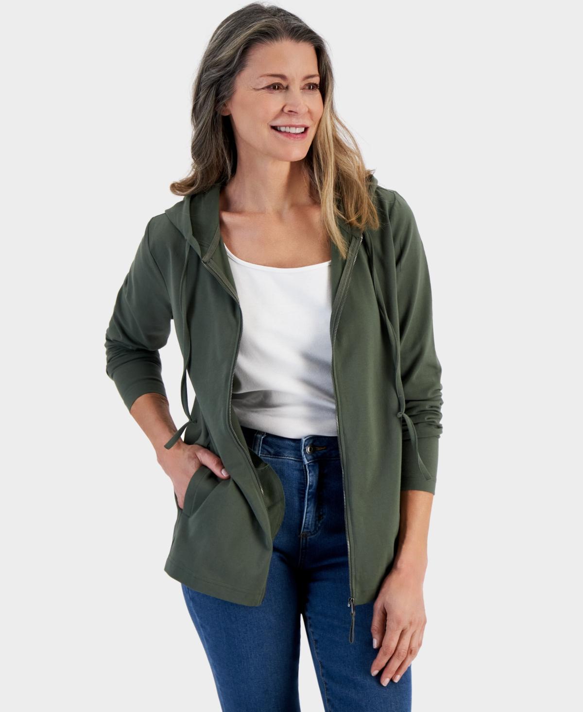 Style & Co Womens Zip-Front Hooded Sweatshirt, Created for Macys Product Image