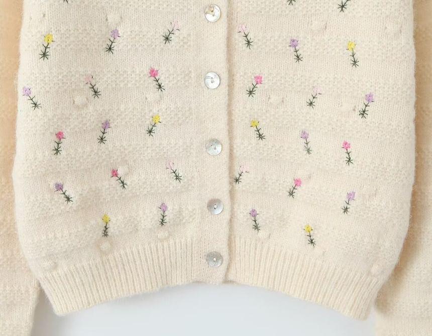 Floral Embroidered Button-Up Cardigan Product Image