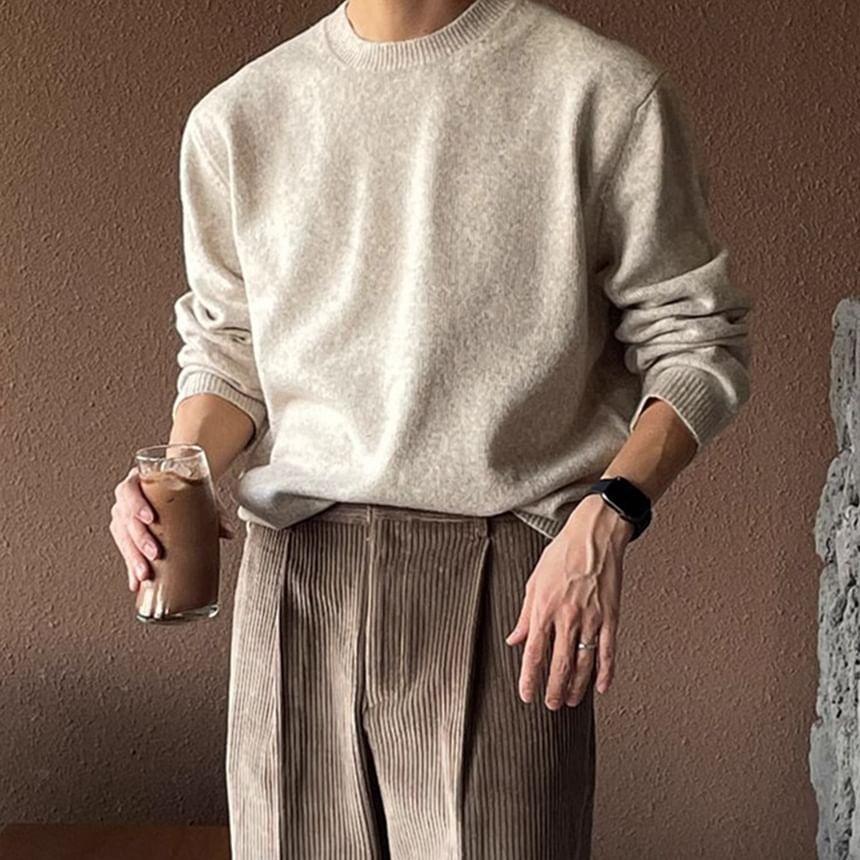 Crew Neck Plain Sweater Product Image