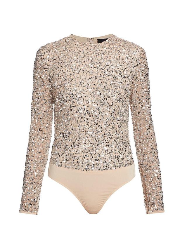 Womens Embellished Long-Sleeve Bodysuit Product Image