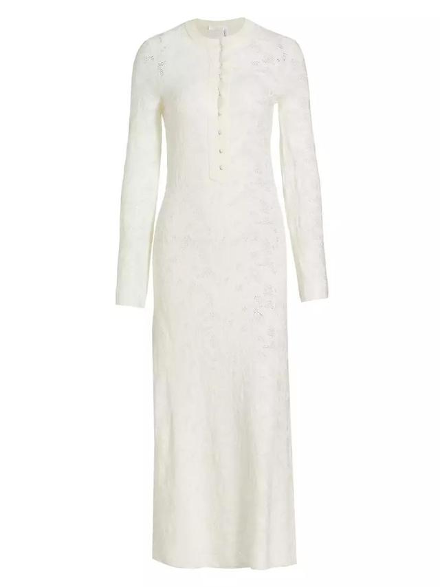 Embroidered Wool & Silk Midi-Dress Product Image