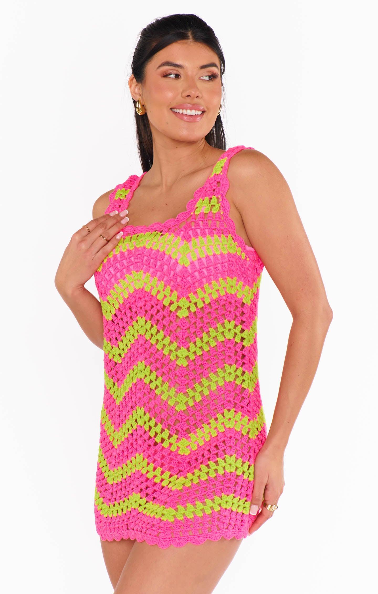 Tara Mini Dress ~ Watermelon Wave Crochet Product Image