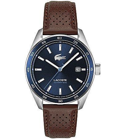 Lacoste Mens Boston Automatic Brown Leather Strap Watch Product Image