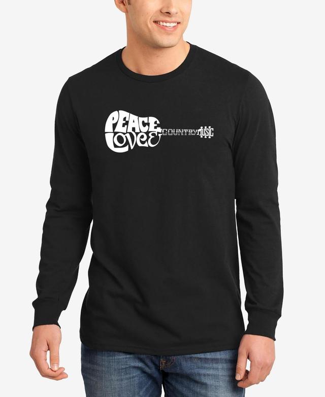 La Pop Art Mens Peace Love Country Word Art Long Sleeve T-shirt Product Image