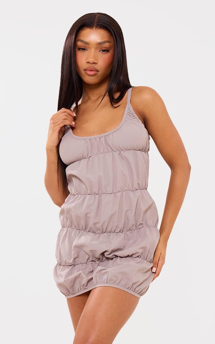 Sage Khaki Woven Ruched Strappy Bodycon Dress Product Image