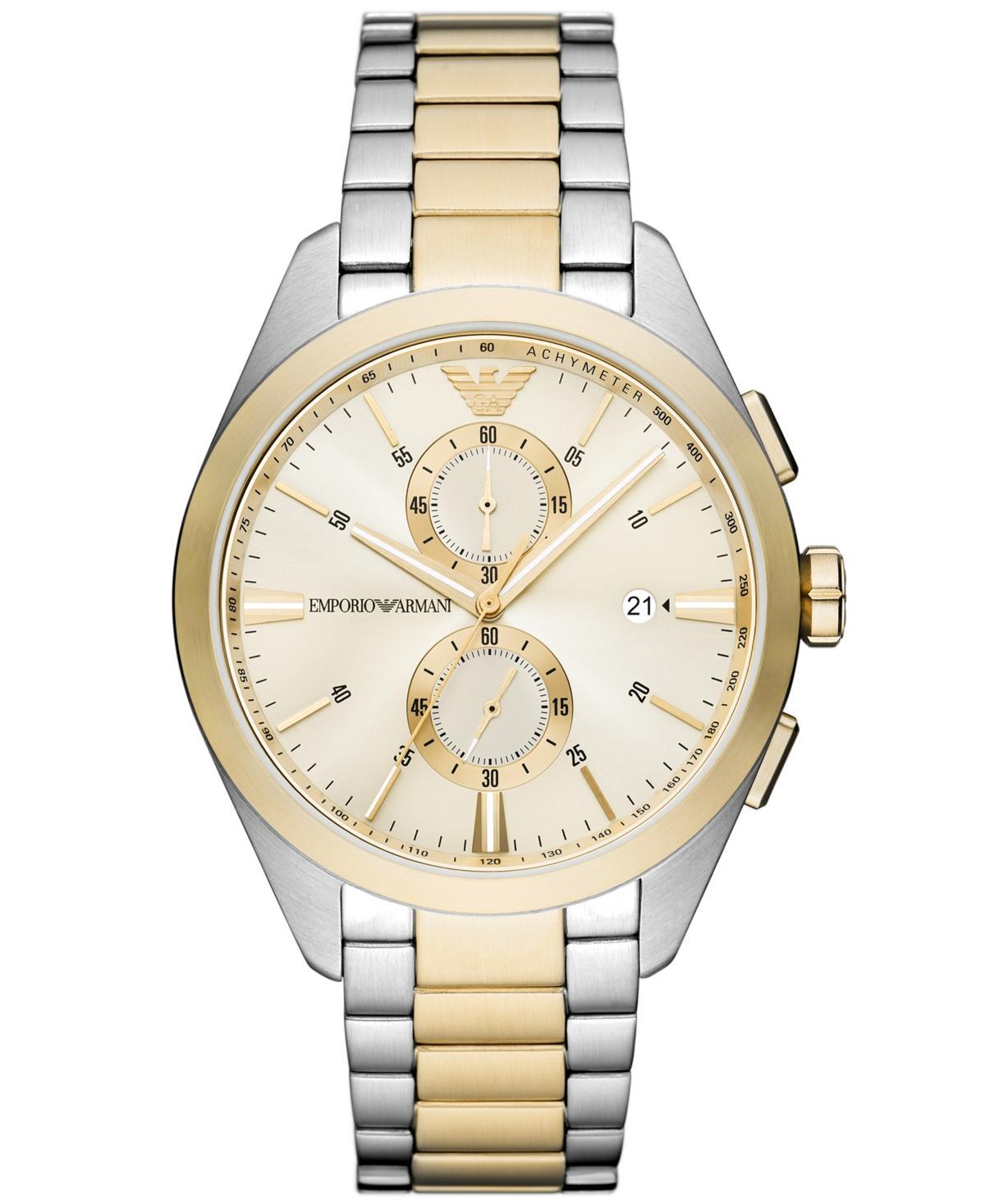 Emporio Armani Mens Chronograph Two-Tone Stainless Steel Bracelet Watch 43mm Product Image