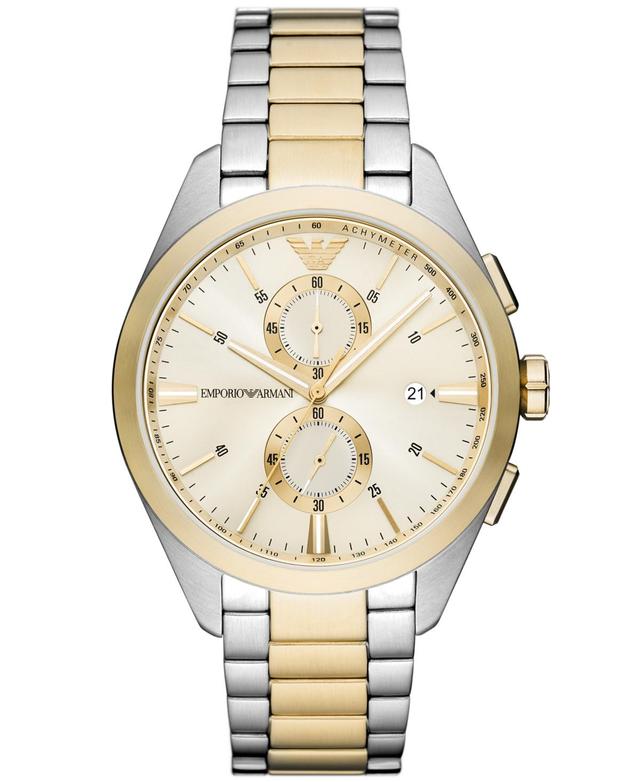 Emporio Armani Mens Chronograph Two-Tone Stainless Steel Bracelet Watch 43mm Product Image