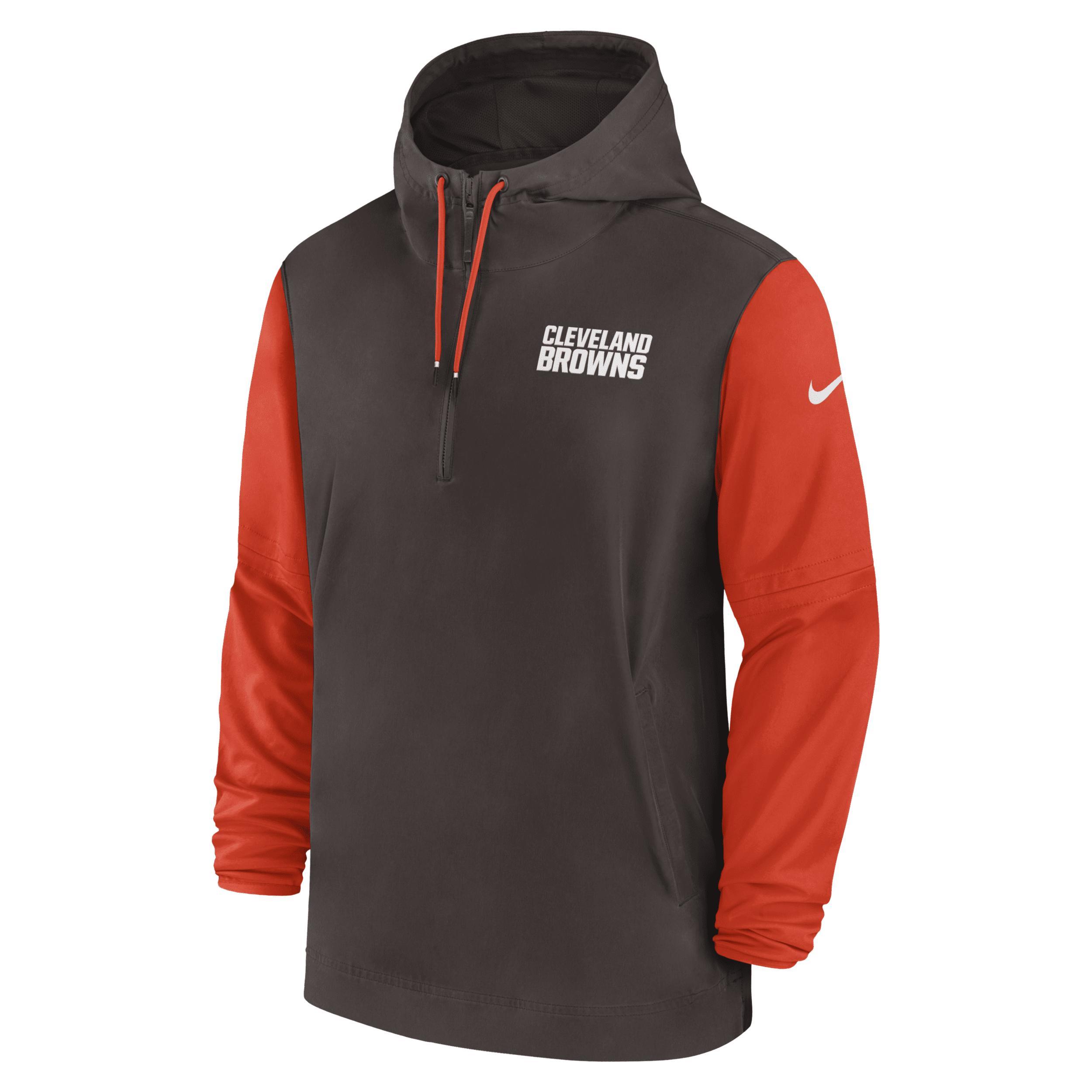 Nike Mens Brown Cleveland Browns 2024/25 Sideline Pre-Game Player 1/2-Zip Hoodie Jacket - Brown, Orange Product Image