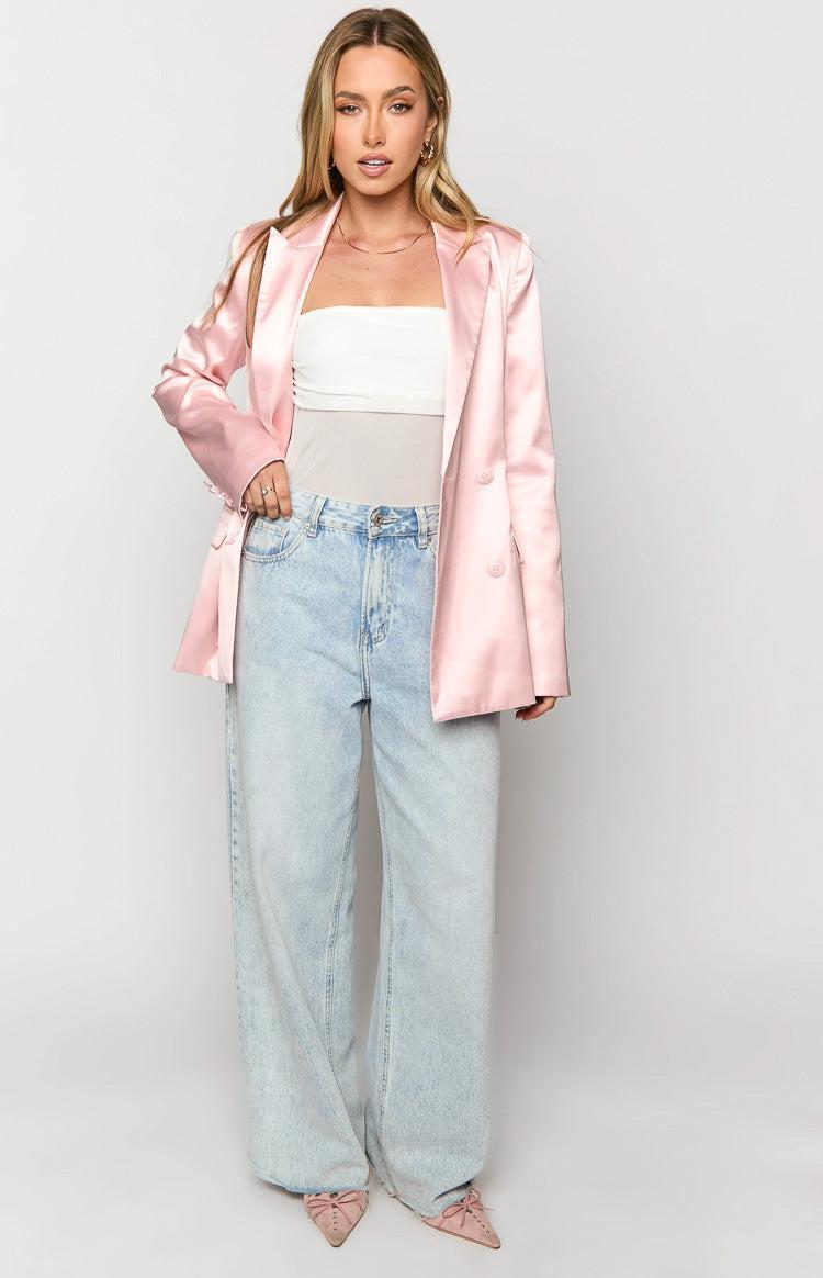 Rose Pink Satin Blazer Product Image