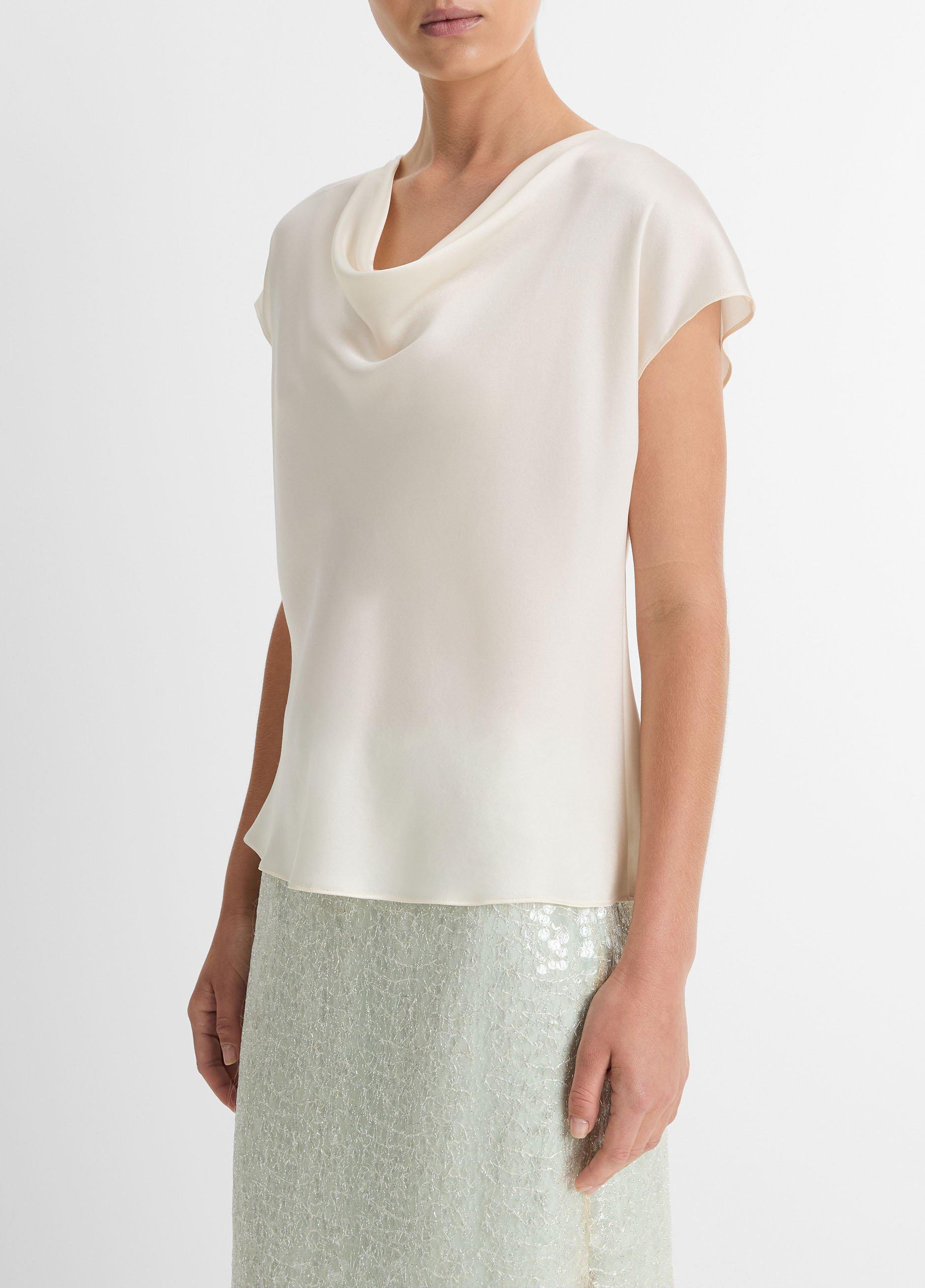 Silk Cowl-Neck Blouse Product Image