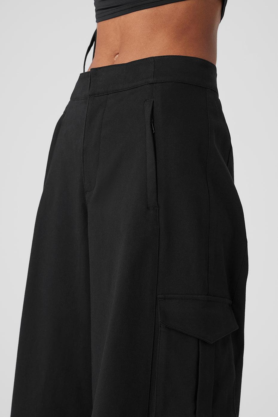 Show Off Cargo Wide Leg Trouser (Long) - Black Female Product Image