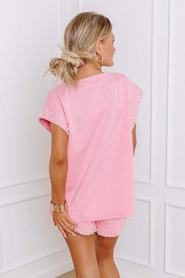 Smiles and Sangrias Pearl Embellished Top in Pink Product Image