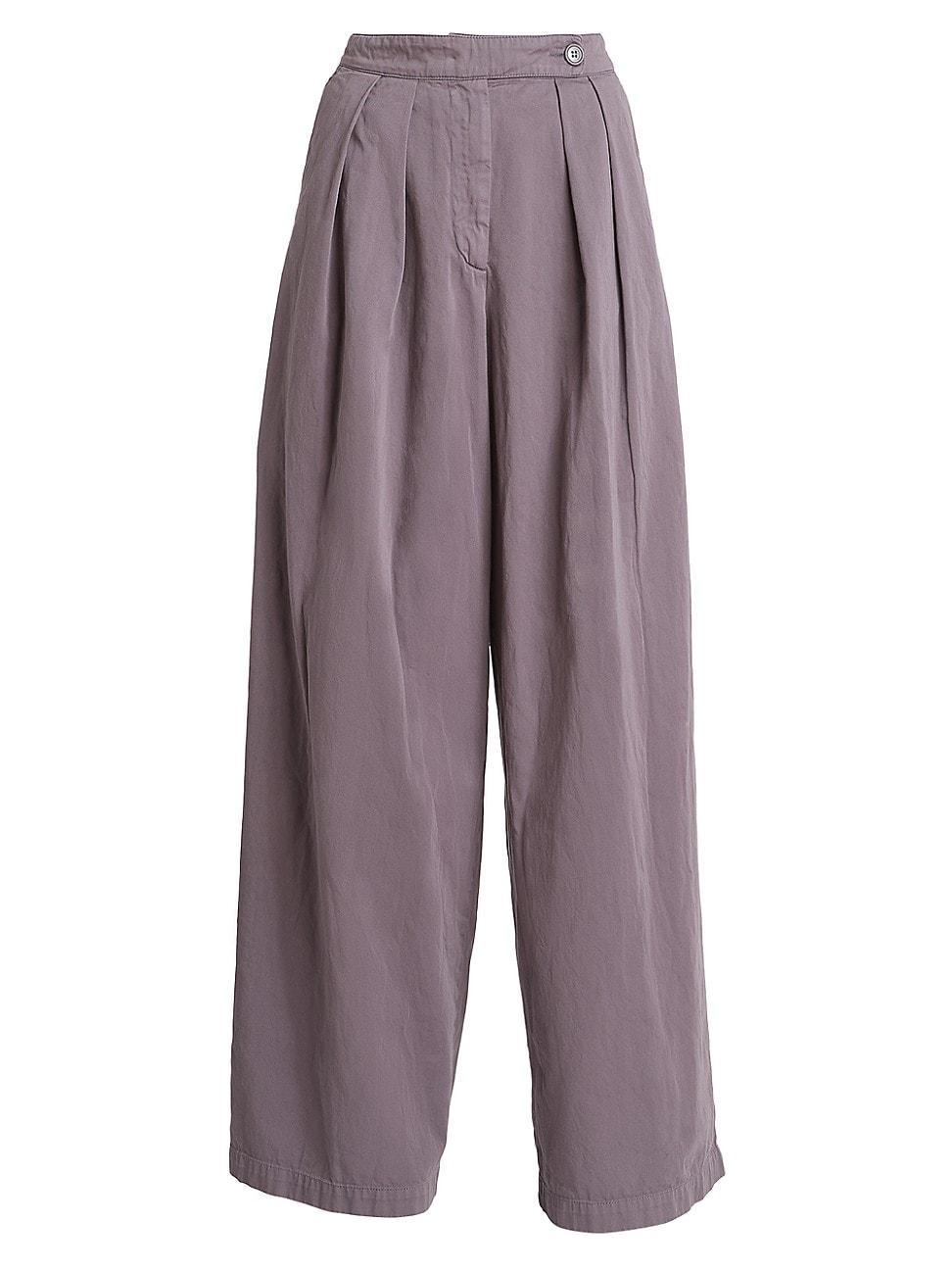 Womens Wide-Leg Cotton Pants Product Image