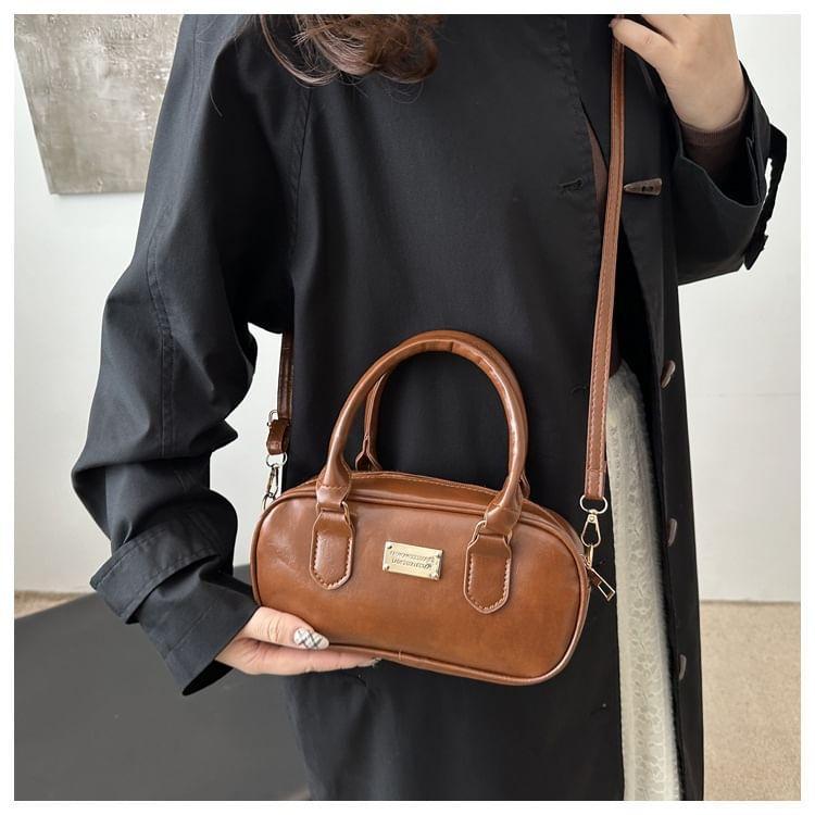 Faux Leather Top Handle Crossbody Bag Product Image