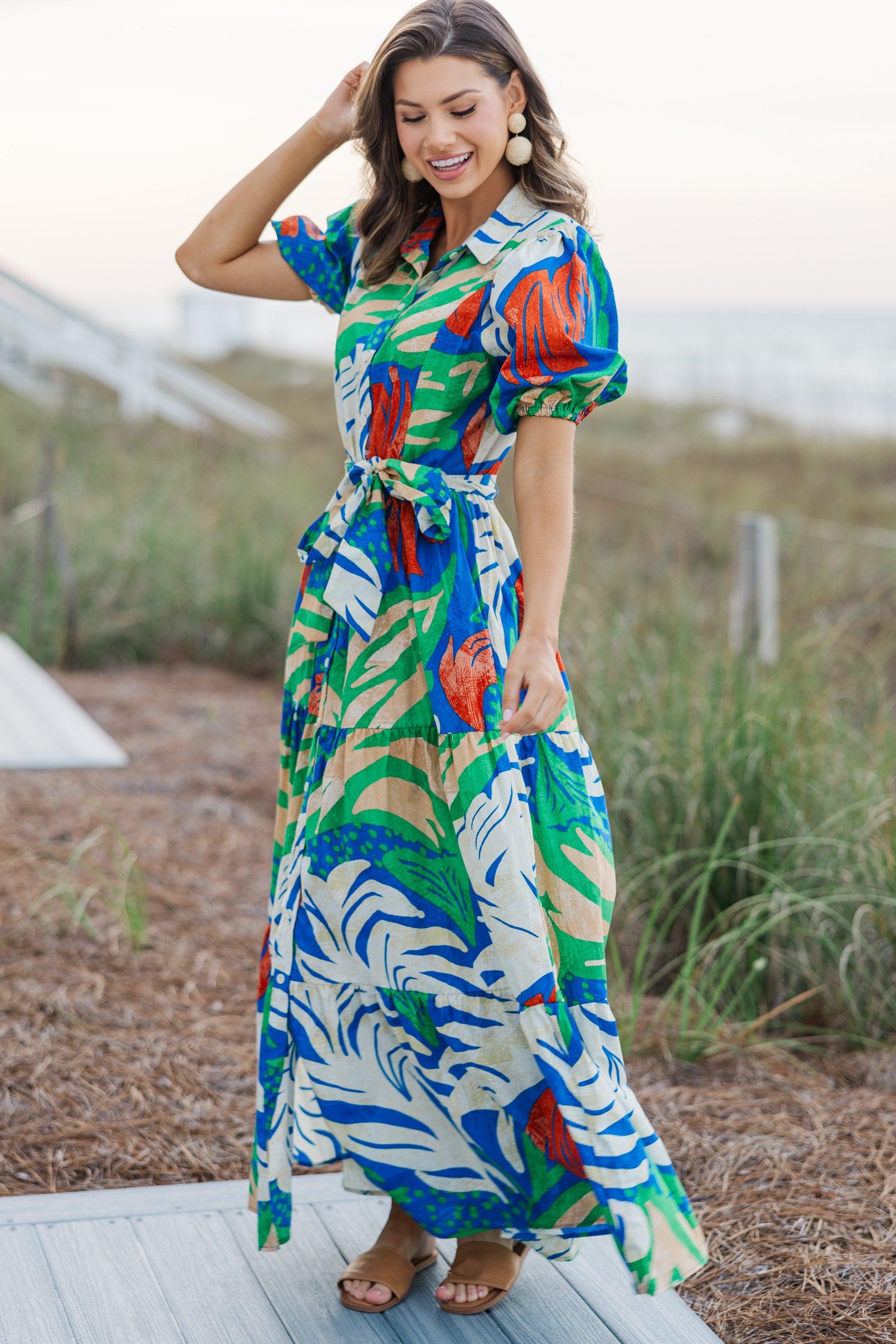 Ready For The Sun Royal Blue Tropical Maxi Dress Female Product Image