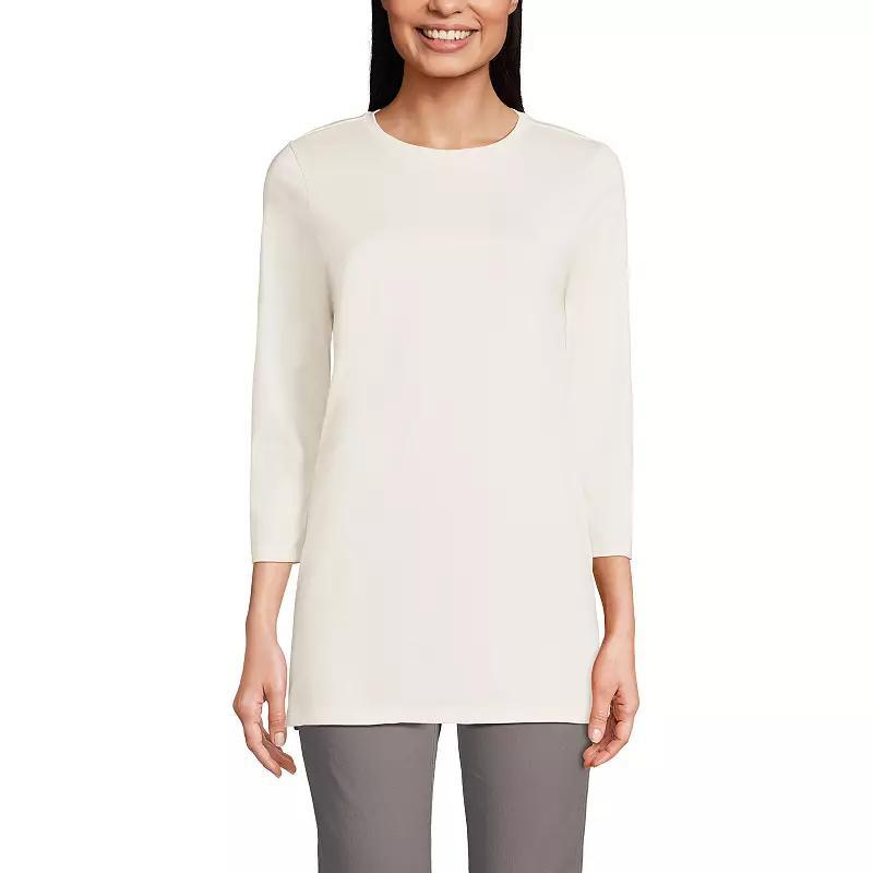 Lands End Womens Petite 3/4 Sleeve Supima Cotton Crewneck Tunic Product Image