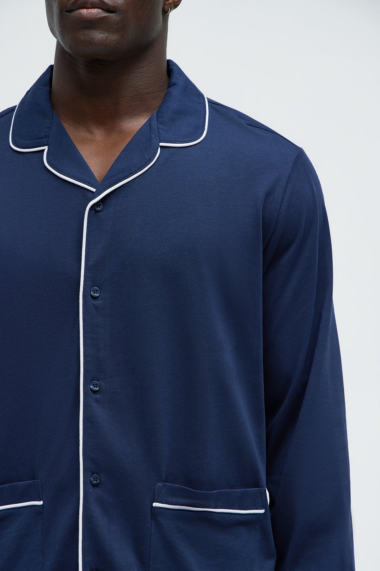 Modal Relaxed Pajama Long Sleeve - Navy Product Image