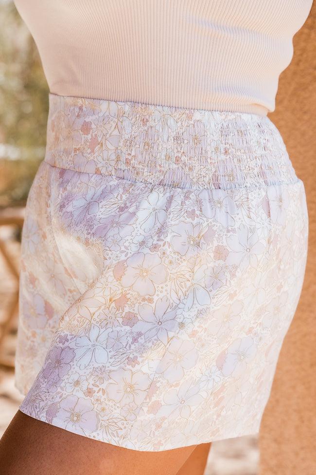 Make The Most Of It Metallic Floral Pull On Shorts FINAL SALE Product Image