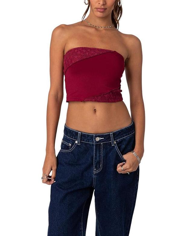 Edikted Lace Patchwork Tube Top Product Image