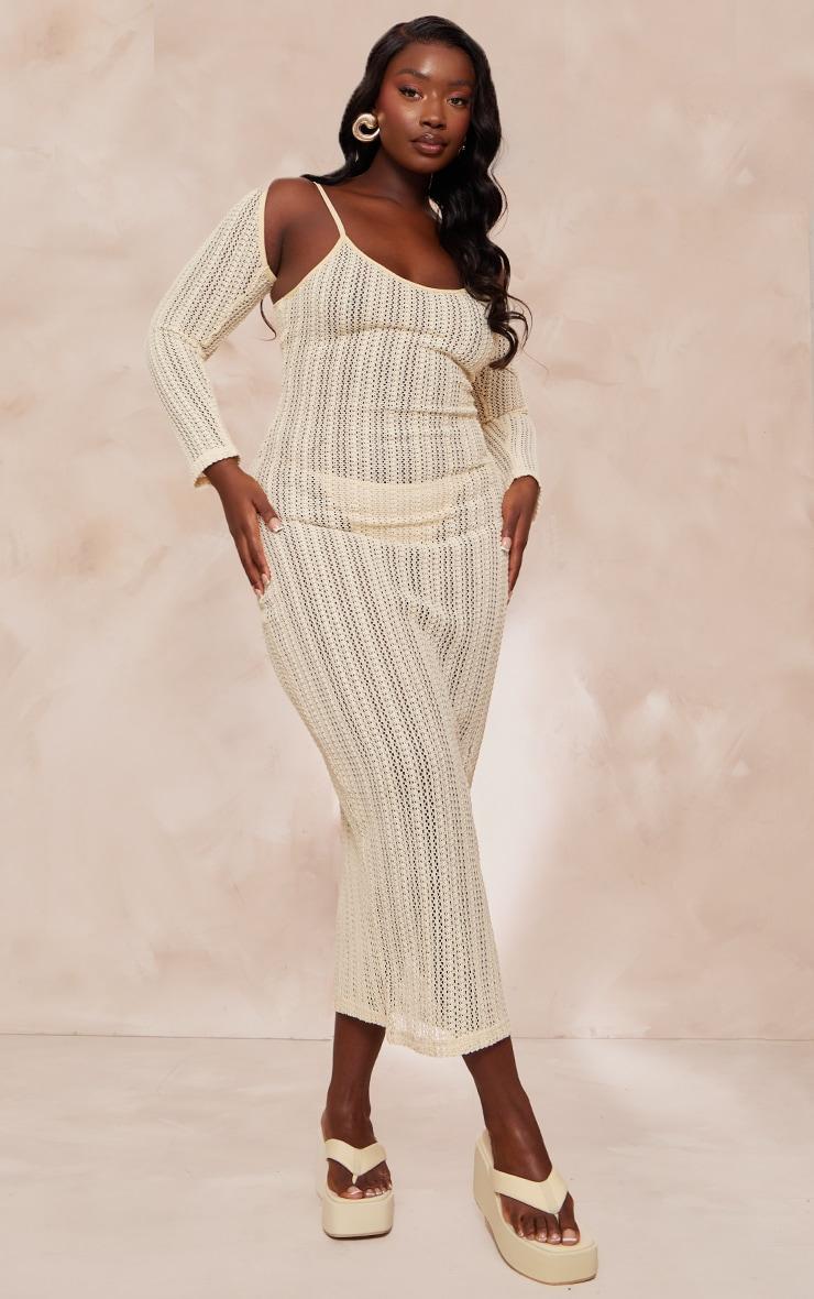 Plus Cream Detachable Sleeve Maxi Beach Dress Product Image