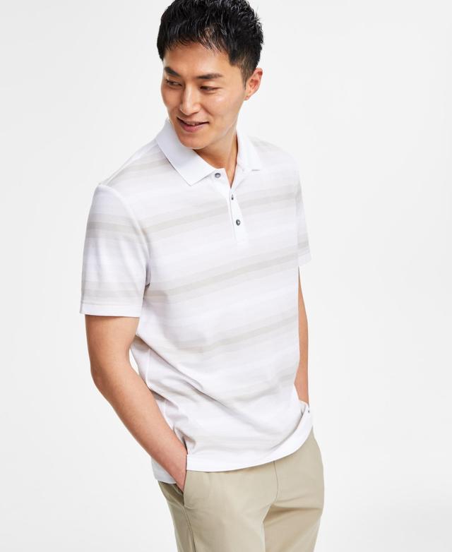 Alfani Mens Regular-Fit Supima Knit Interlock Striped Polo Shirt, Created for Macys Product Image