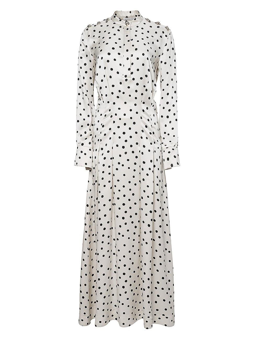 Womens Felicia Polka-Dot Silk Maxi Dress Product Image