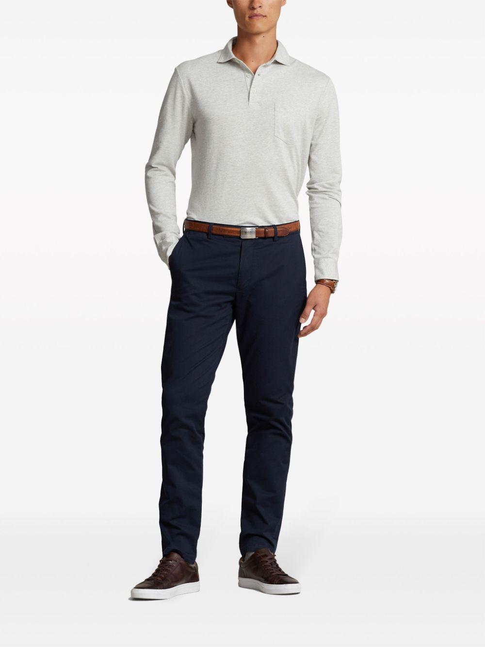 POLO RALPH LAUREN Mélange-effect Long-sleeve Polo Shirt In Grey Product Image