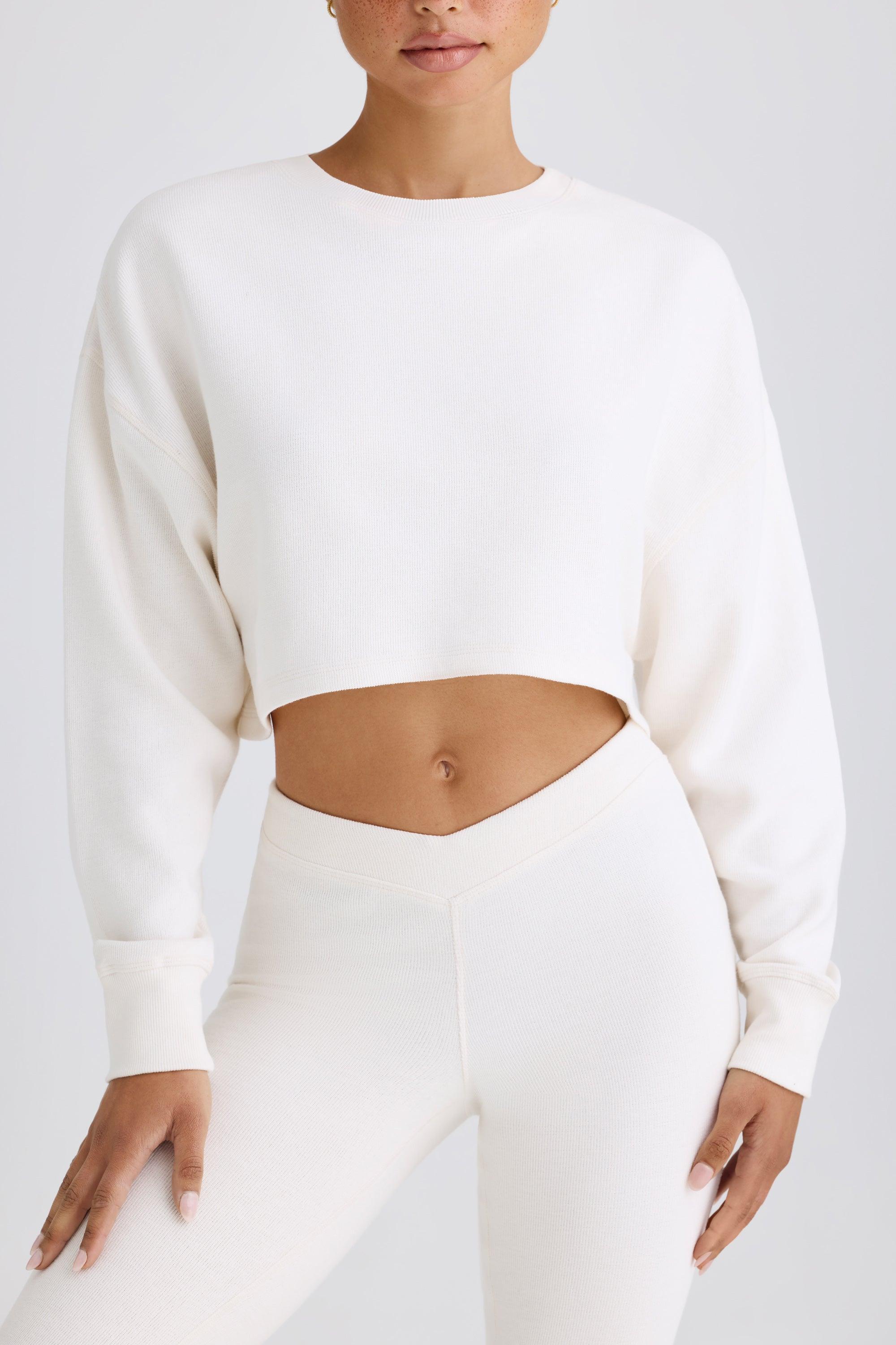 Petite Flared Trousers in White Product Image