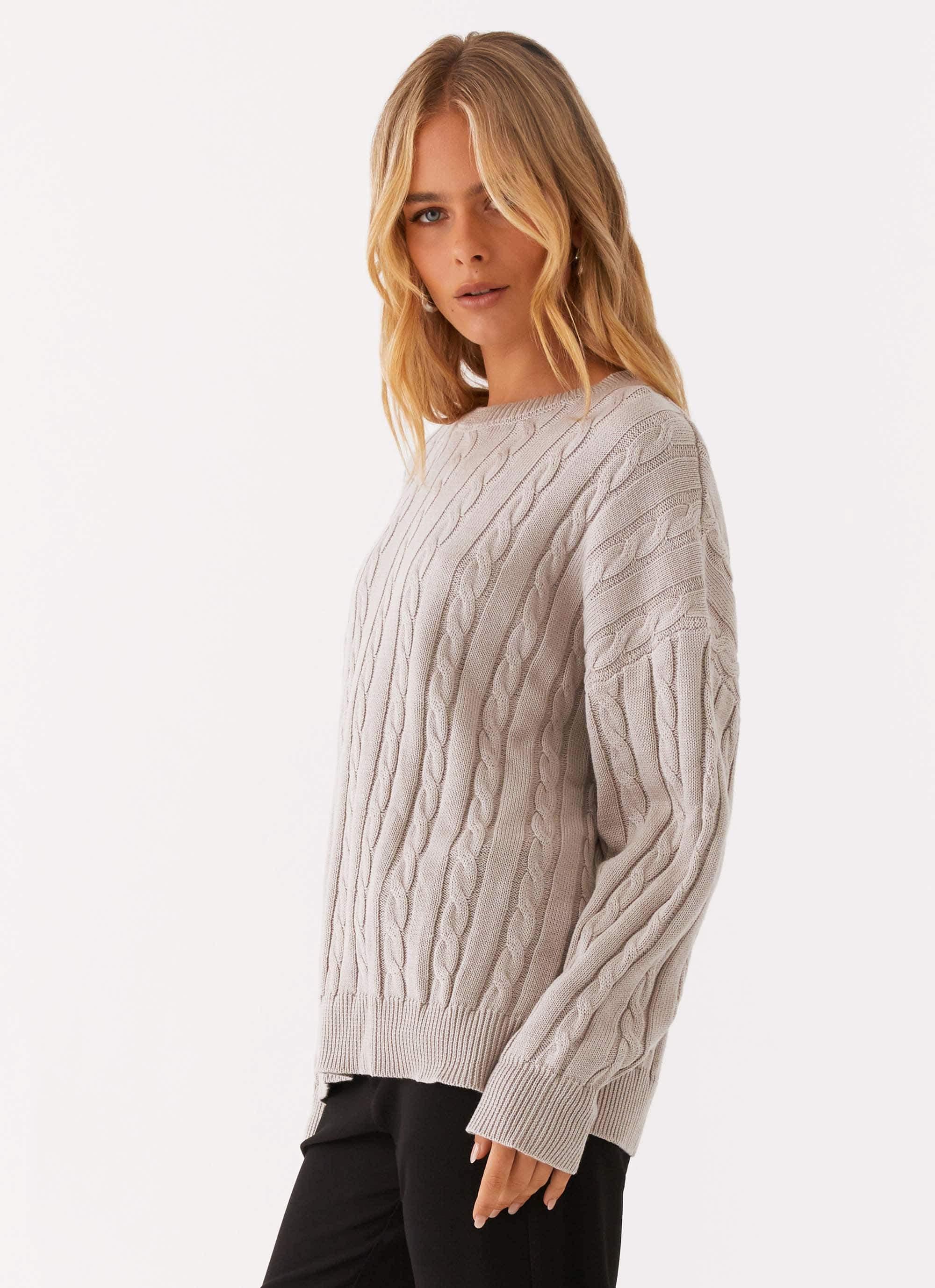 Elani Cable Knit Oversized Sweater - Chalk Product Image