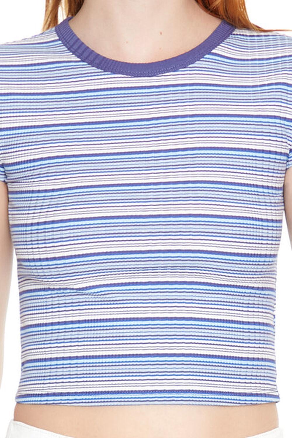 Striped Cap-Sleeve Cropped Tee | Forever 21 Product Image