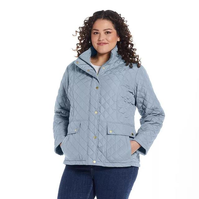 Plus Size Weathercast Modern Quilted Barn Jacket, Womens Light Blue Product Image