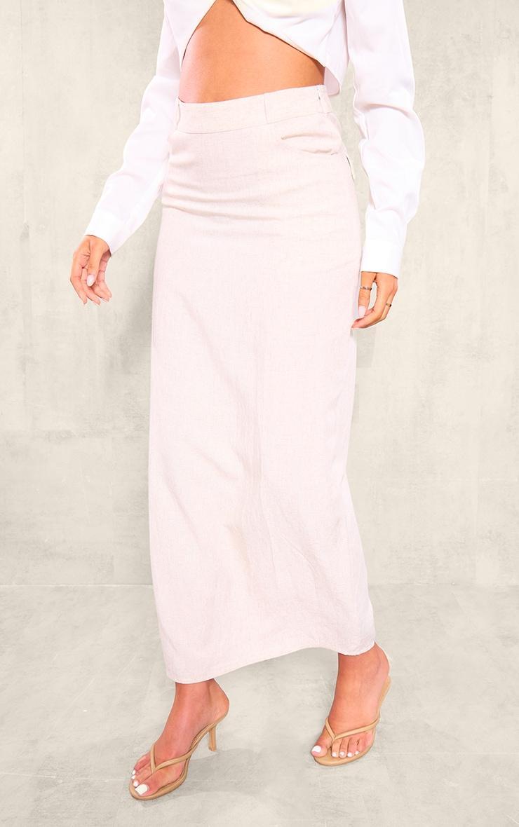 Tall Stone Pocket Detail Split Linen Midaxi Skirt Product Image