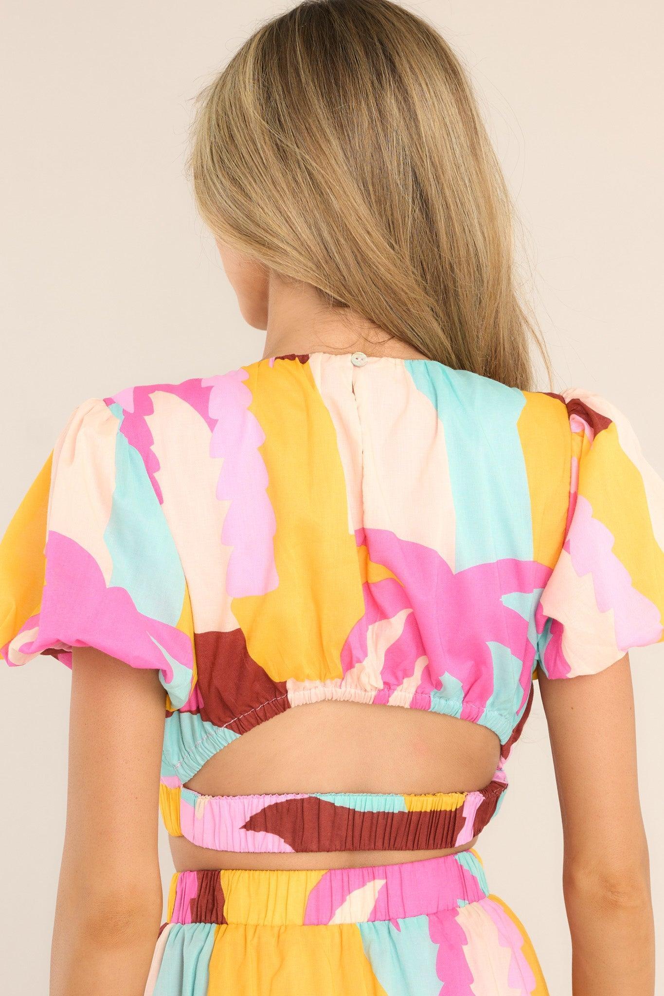 MINKPINK Palmera Pastel Tropical Crop Top Print Product Image