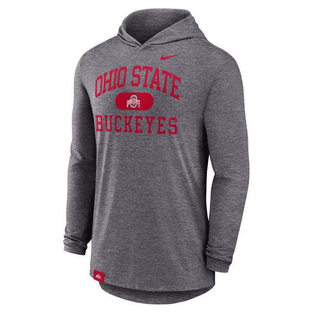 Ohio State Buckeyes Blitz Nike Men's Dri-FIT College Long-Sleeve Hooded T-Shirt Product Image